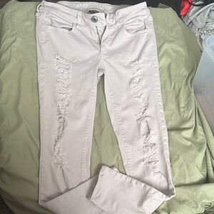 American Eagle Outfitters Light Gray Distressed Jeans